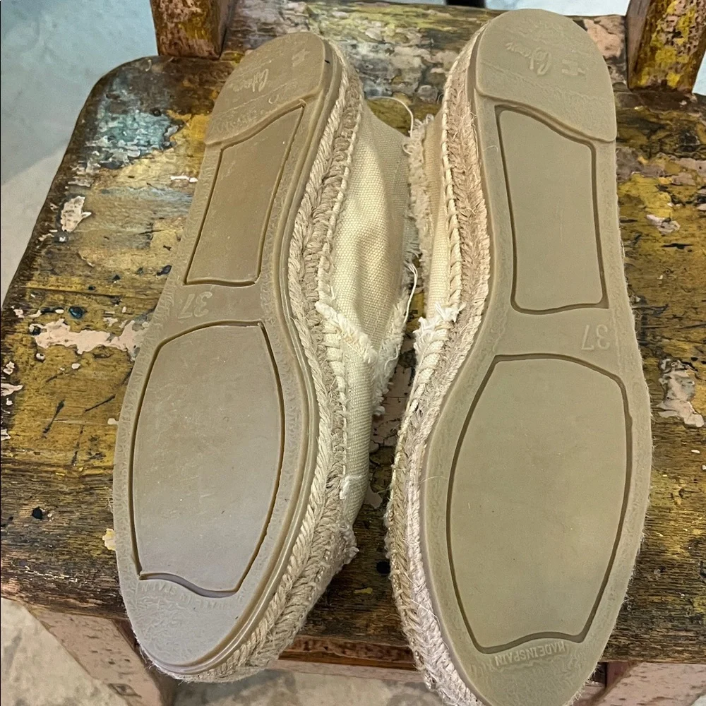 Castaner Cream and Tan Espadrille Flats